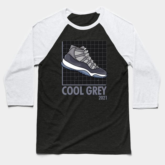 AJ 11 Retro Cool Grey Sneaker Baseball T-Shirt by milatees